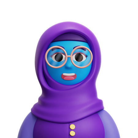 Woman Hijab with Glasses  3D Icon