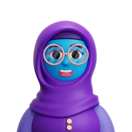 Woman Hijab with Glasses  3D Icon