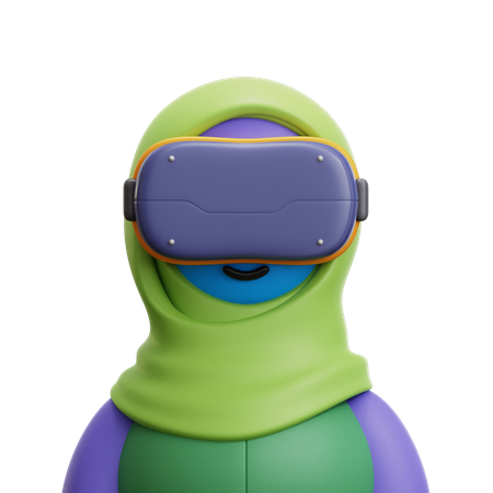 Woman Hijab with VR Glasses  3D Icon