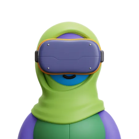 Woman Hijab with VR Glasses  3D Icon