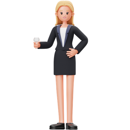 Woman Hold Drink  3D Illustration