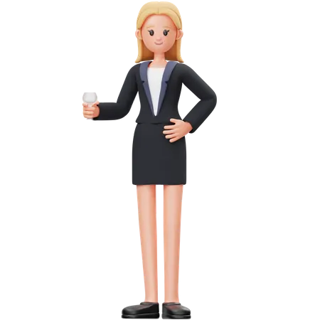 Woman Hold Drink  3D Illustration