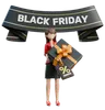 Woman Holding A Big Box With A Black Friday Banner