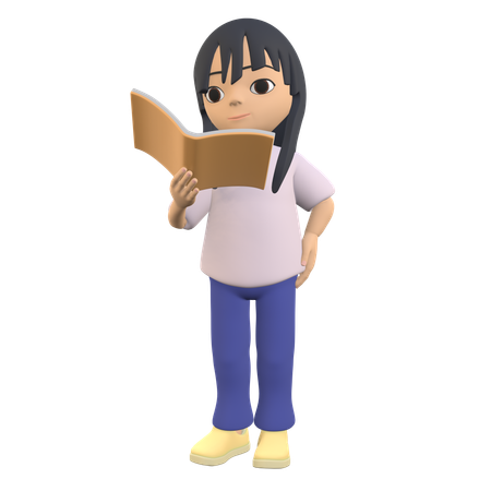 Woman Holding A Book  3D Illustration
