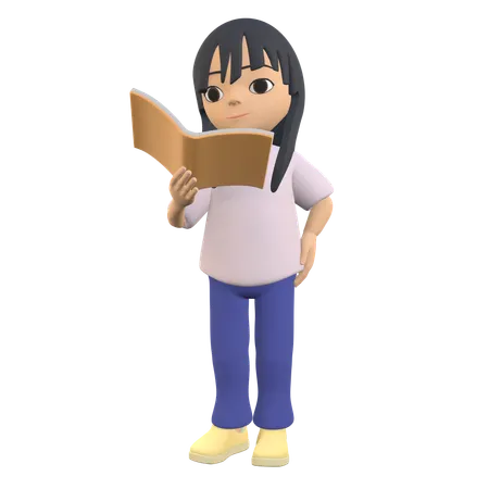 Woman Holding A Book  3D Illustration