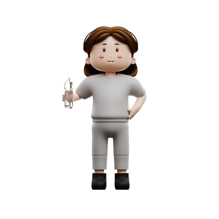 Woman Holding A Drinking Bottle  3D Icon