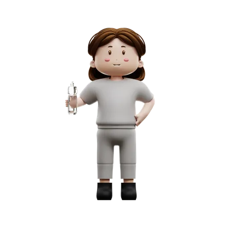 Woman Holding A Drinking Bottle 3D Illustration