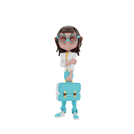 Woman holding a suitcase  3D Icon