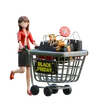 Woman Holding A Trolley Full Of Goods