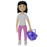 woman holding cart 3d images