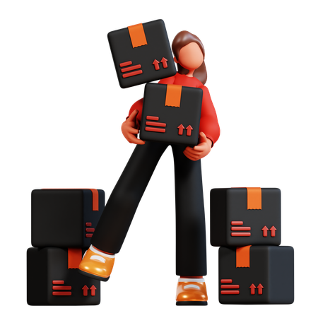 Woman holding black friday sale badge  3D Icon