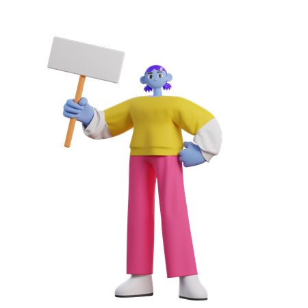 Woman Holding Board  3D Icon
