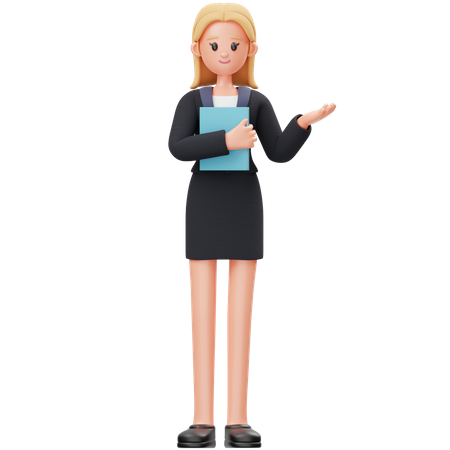 Woman Holding Book  3D Illustration