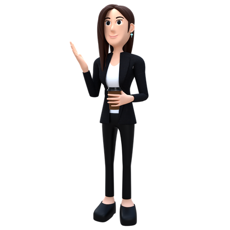 Woman Holding Coffee Cup  3D Illustration