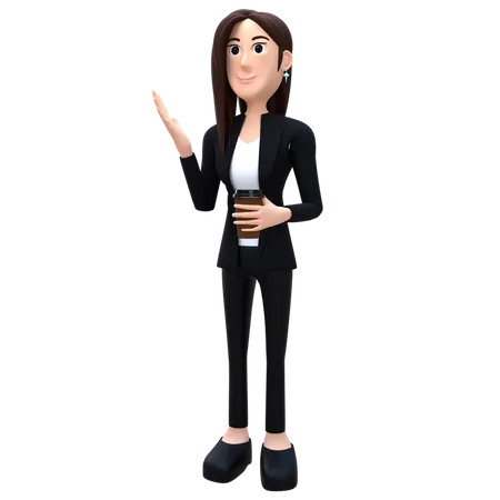 Woman Holding Coffee Cup  3D Illustration