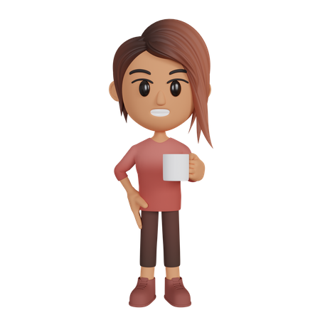 Woman Holding Coffee Cup  3D Illustration