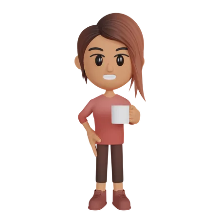 Woman Holding Coffee Cup  3D Illustration