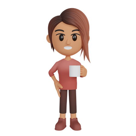 Woman Holding Coffee Cup 3D Illustration
