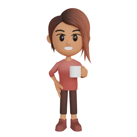 Woman Holding Cup 3D Illustration