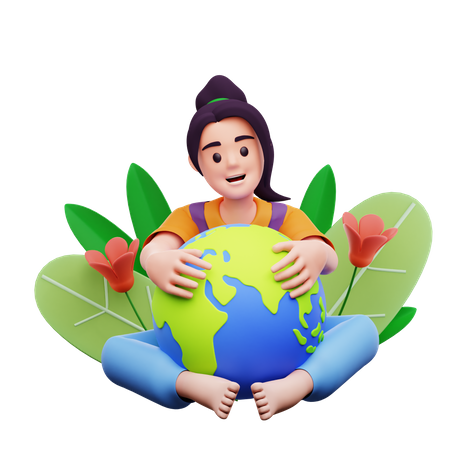 Woman Holding Globes  3D Icon