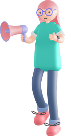 Woman holding megaphone 3D Illustration
