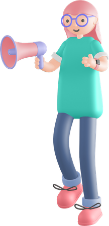 Woman holding megaphone  3D Icon