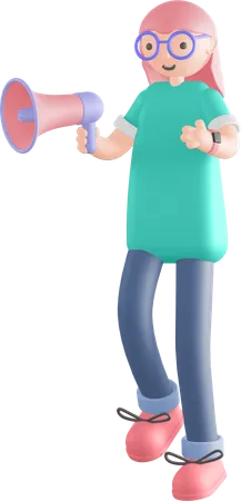 Woman holding megaphone  3D Illustration