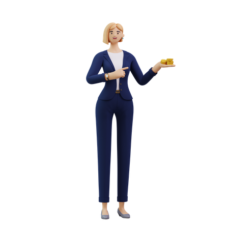 Woman holding money  3D Illustration