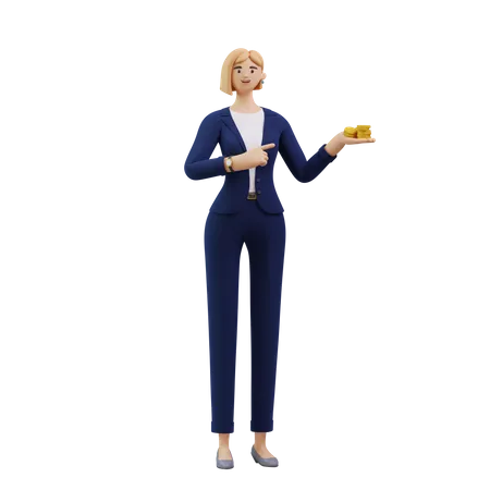 Woman holding money  3D Illustration