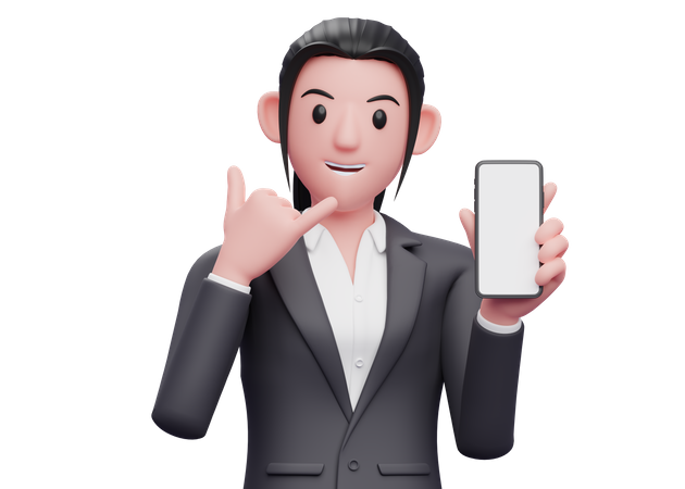 Woman holding phone with Call me gesture  3D Illustration