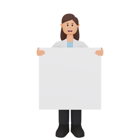 Woman holding placard  3D Illustration