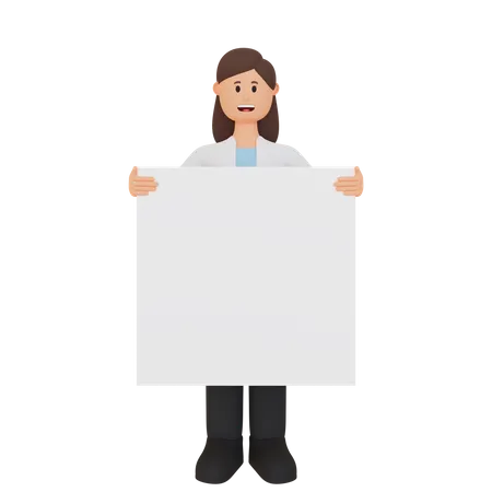 Woman holding placard  3D Illustration