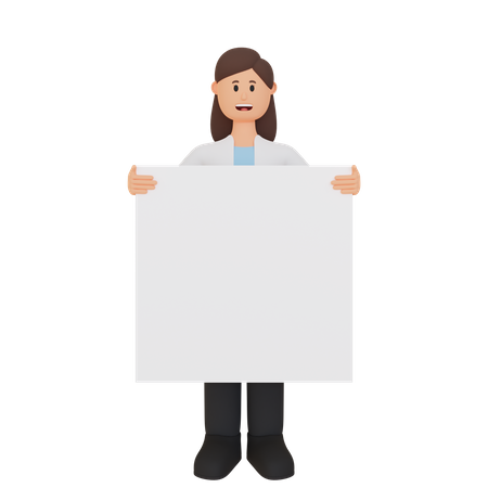 Woman holding placard 3D Illustration