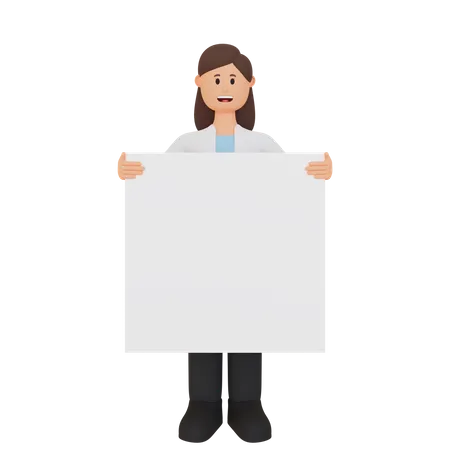 Woman holding placard 3D Illustration
