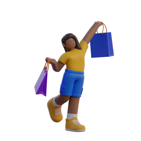 Woman holding shopping bag  3D Illustration