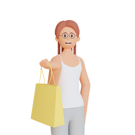 Woman holding shopping bag  3D Illustration