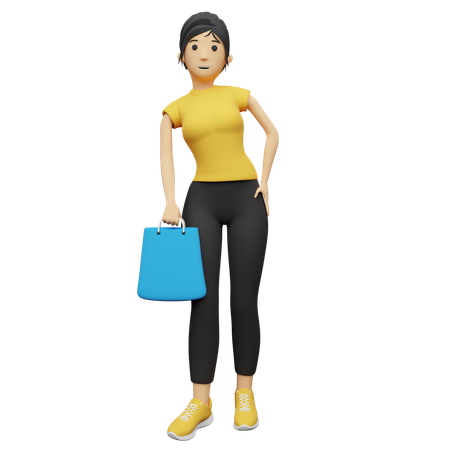 Woman holding Shopping Bag  3D Illustration