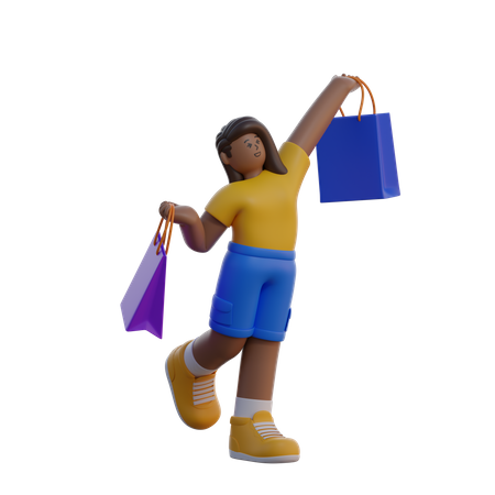 Woman holding shopping bag 3D Illustration