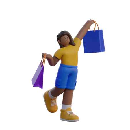 Woman holding shopping bag 3D Illustration