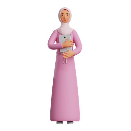 Woman holding tablet 3D Illustration