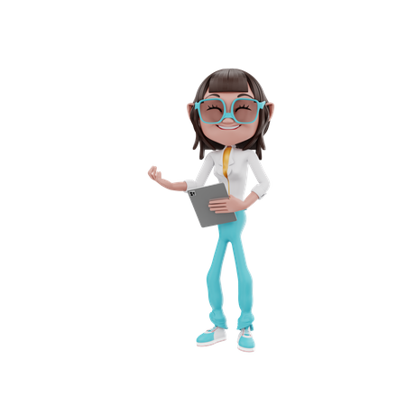 Woman holding tablet  3D Illustration