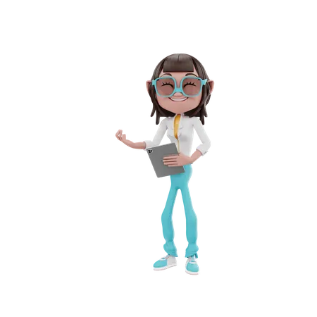 Woman holding tablet  3D Illustration