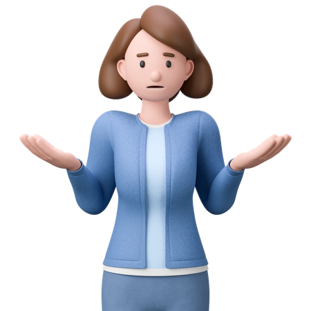 Woman In A Confused Pose  3D Icon