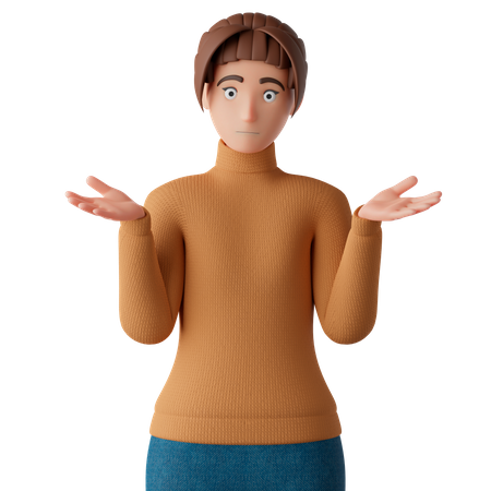 Woman In A Confused Pose  3D Icon