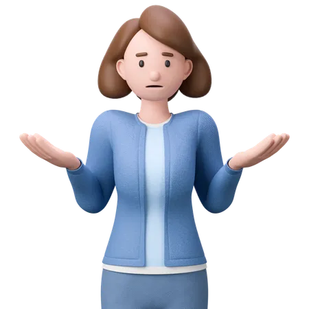 Woman In A Confused Pose  3D Illustration