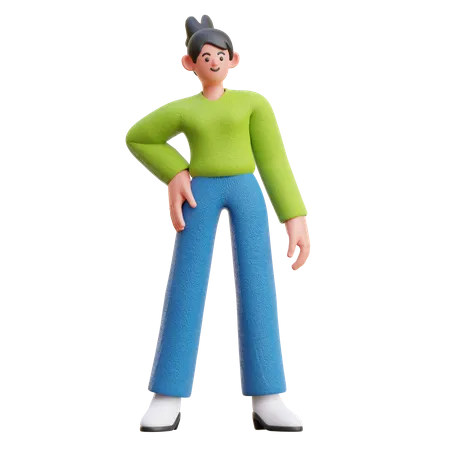 Woman In Cool Pose  3D Illustration