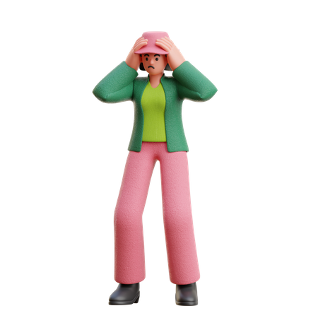 Woman In Dizzy Pose  3D Illustration