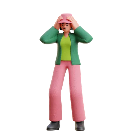 Woman In Dizzy Pose  3D Illustration