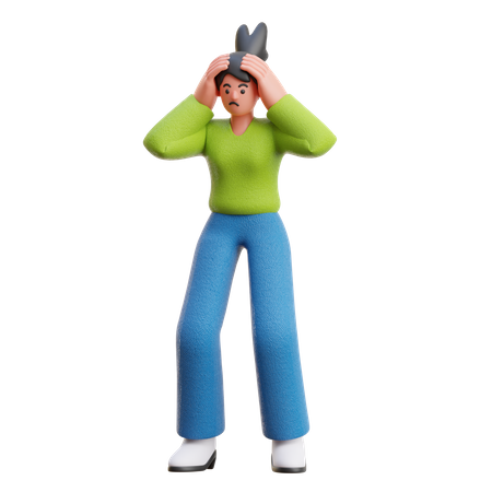 Woman In Dizzy Pose  3D Illustration