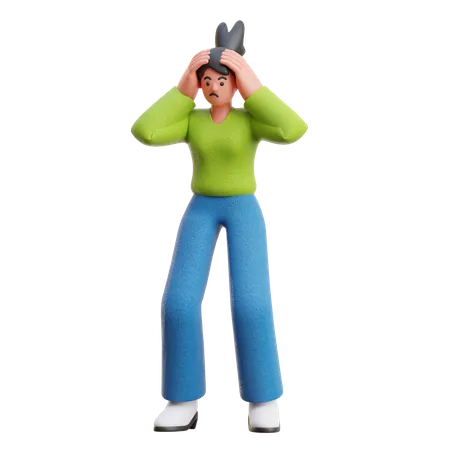 Woman In Dizzy Pose 3D Illustration